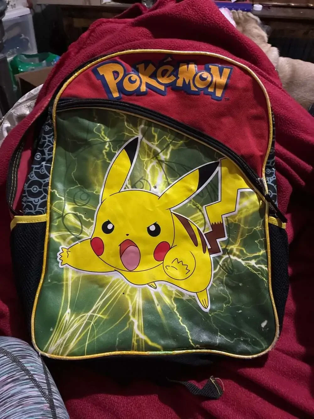 2016 Pokemon Pikachu Kids School Backpack Red and Black